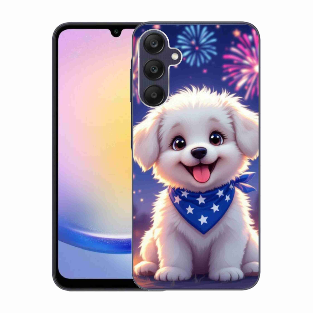 Gél borítás mmCase Samsung Galaxy A25 5G - ünnepi kölyökkutyushoz