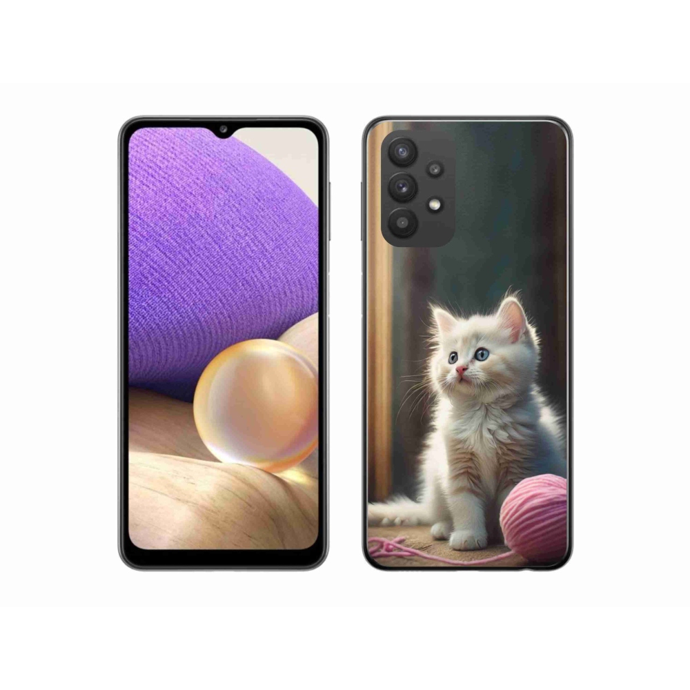 Gél védőhuzat mmCase Samsung Galaxy A32 5G - fehér cica 2