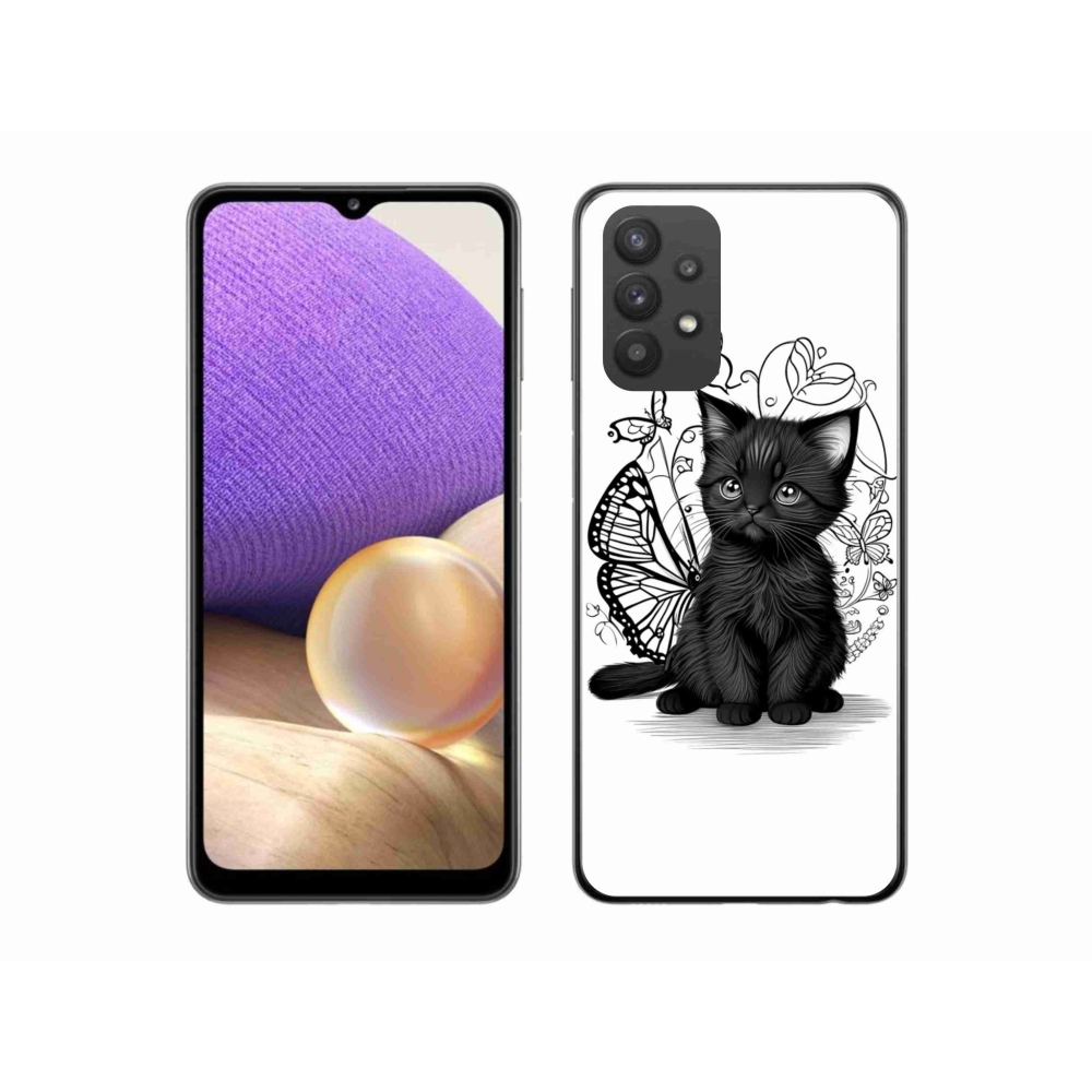 Zselés borítás mmCase Samsung Galaxy A32 5G - fekete cica