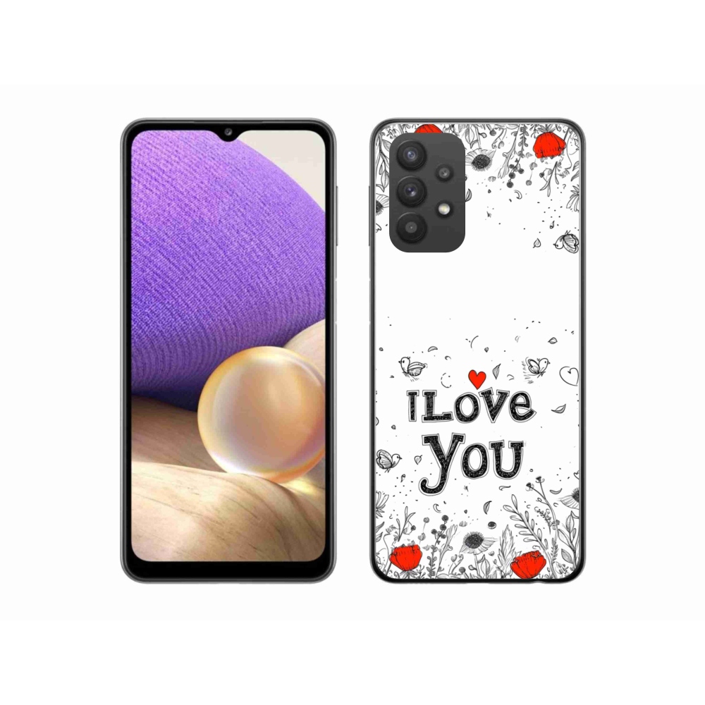 Gél borítás mmCase Samsung Galaxy A32 5G - I love you fehér háttérrel