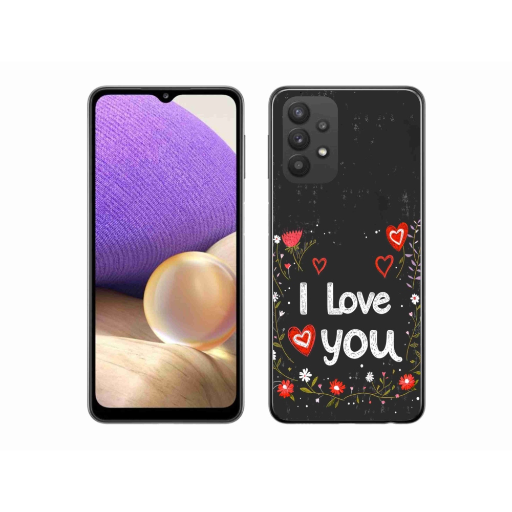 Gél borítás mmCase Samsung Galaxy A32 5G - I love you fekete háttérrel