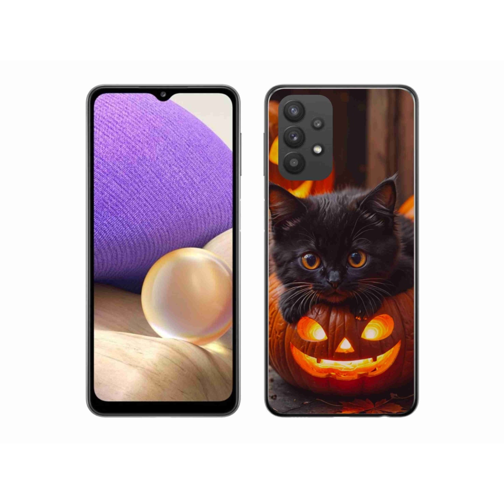 Gél borítás mmCase Samsung Galaxy A32 5G - cica és tök - Samsung Galaxy A32 5G számára
