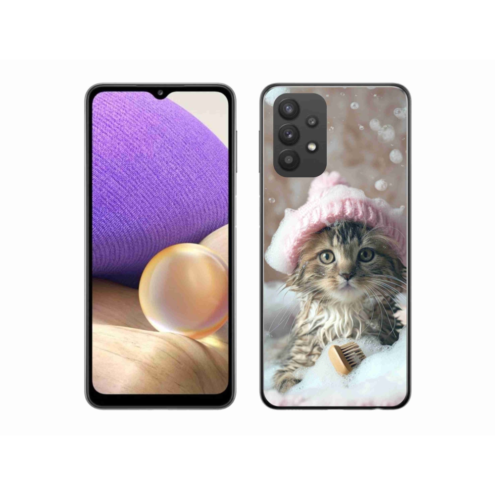 Gél borítás mmCase Samsung Galaxy A32 5G - cica és fürdő