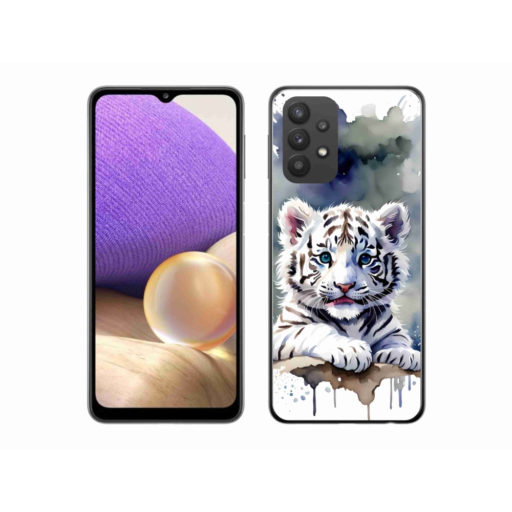 Zselés borítás mmCase Samsung Galaxy A32 5G - fehér tigriskölyökhöz