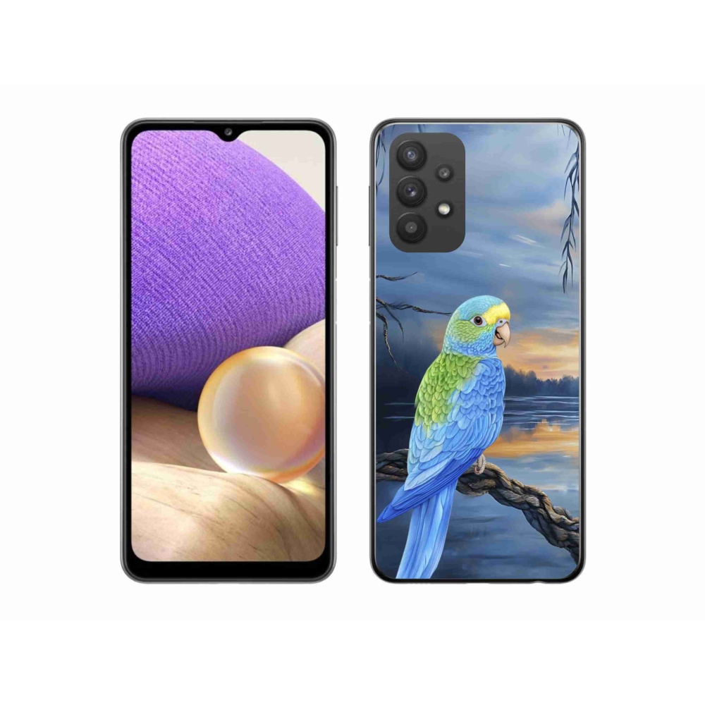Zselés borítás mmCase Samsung Galaxy A32 5G - kék papagájhoz