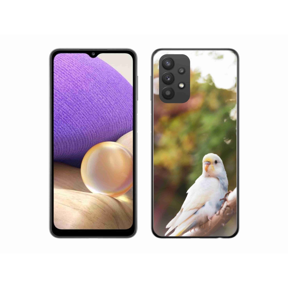 Zselés borítás mmCase Samsung Galaxy A32 5G - papagáj andulka fehér