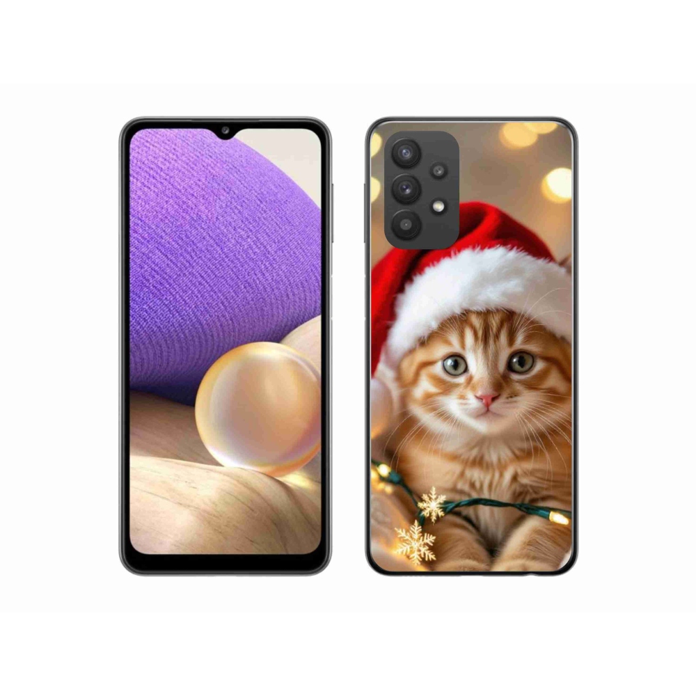 Gél borítás mmCase Samsung Galaxy A32 5G - Karácsonyi cica