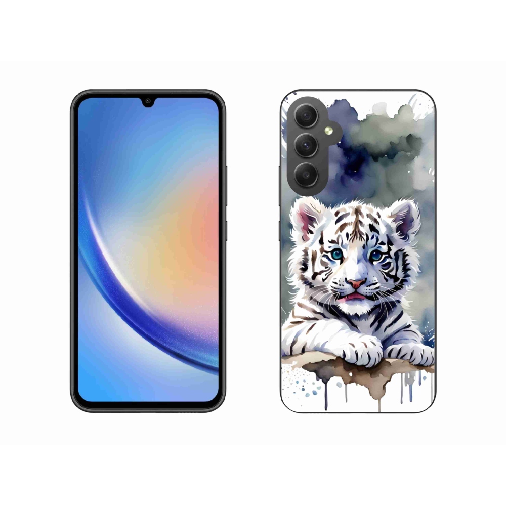 Zselés borítás mmCase Samsung Galaxy A34 5G - fehér tigriskölyökhöz