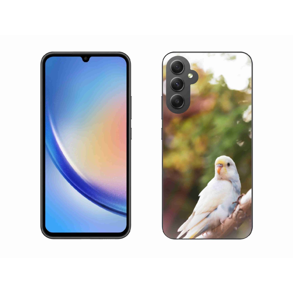 Zselés borítás mmCase Samsung Galaxy A34 5G - papagáj andulka fehér