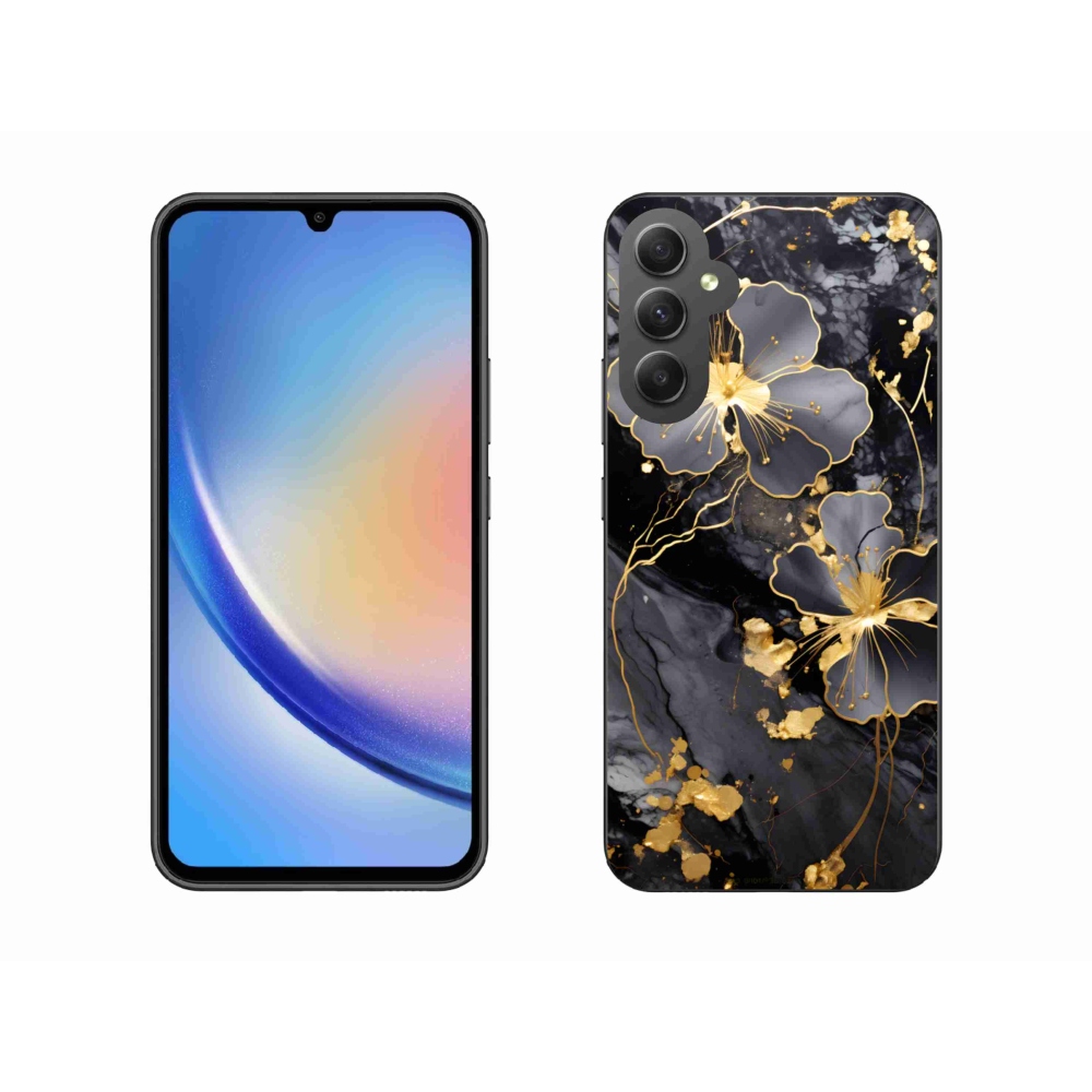 Gél védőhuzat mmCase Samsung Galaxy A34 5G - arany virágok