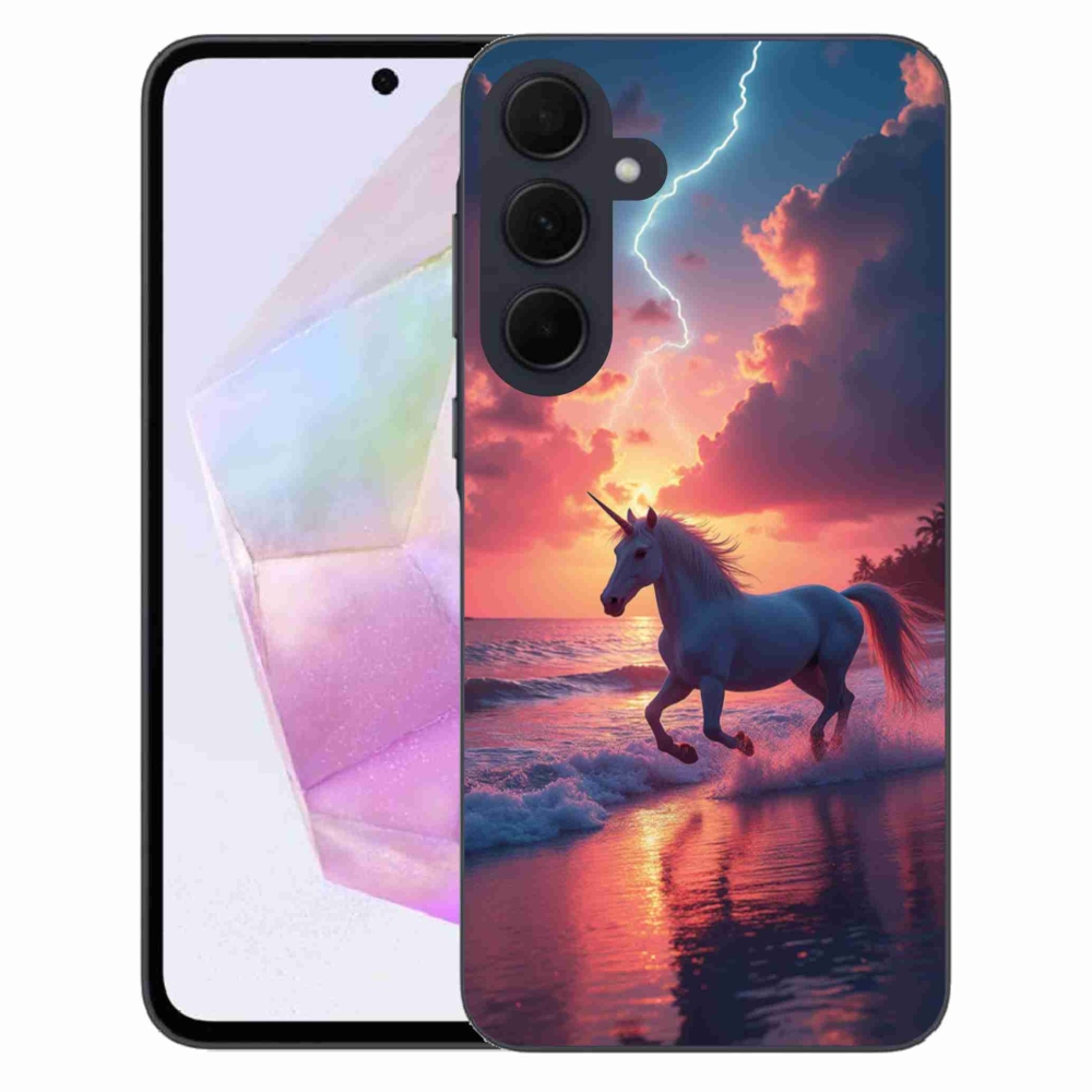 Zselés borítás mmCase Samsung Galaxy A35 5G - egyszarvú a tengerparton
