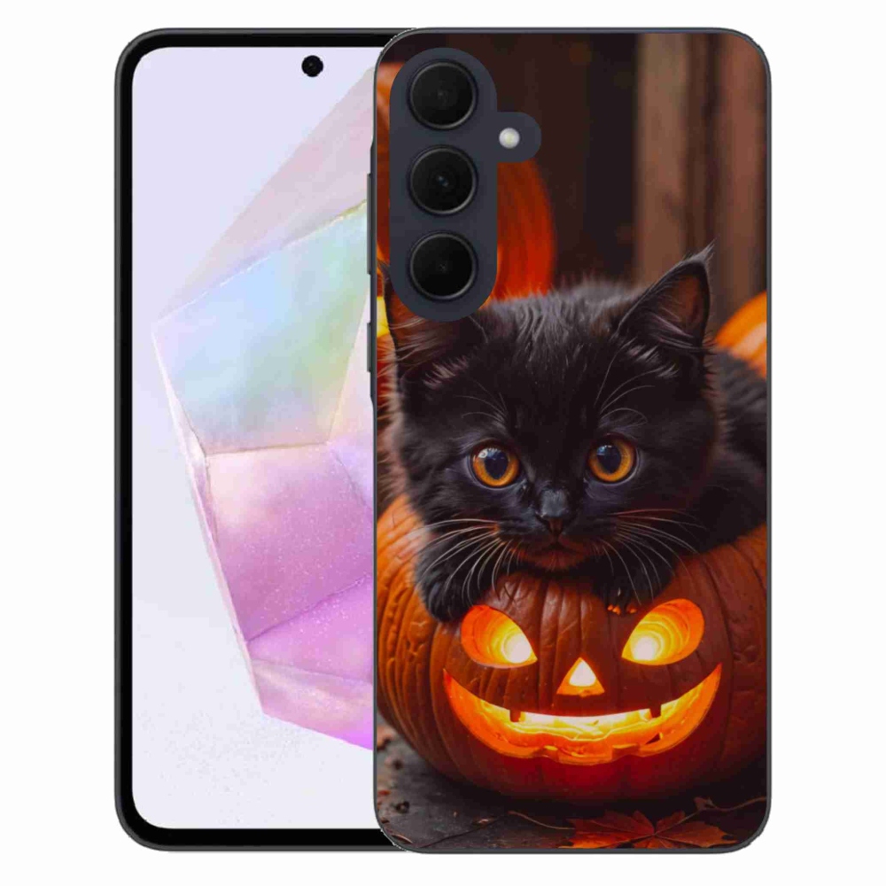 Gél borítás mmCase Samsung Galaxy A35 5G - cica és tök - Samsung Galaxy A35 5G számára