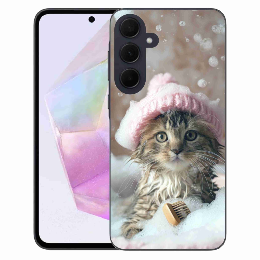 Gél borítás mmCase Samsung Galaxy A35 5G - cica és fürdő