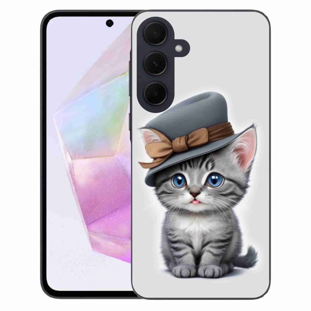 Gél borítás mmCase Samsung Galaxy A35 5G - cica sapkával