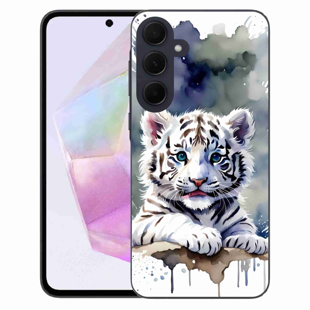 Zselés borítás mmCase Samsung Galaxy A35 5G - fehér tigriskölyökhöz