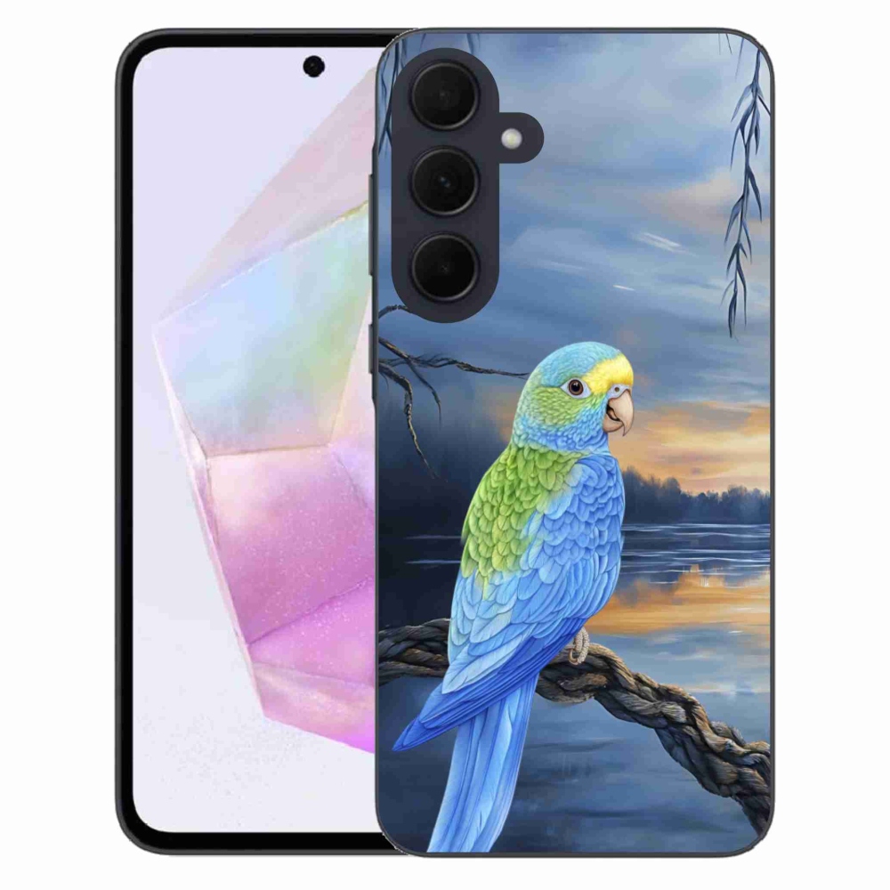Zselés borítás mmCase Samsung Galaxy A35 5G - kék papagájhoz