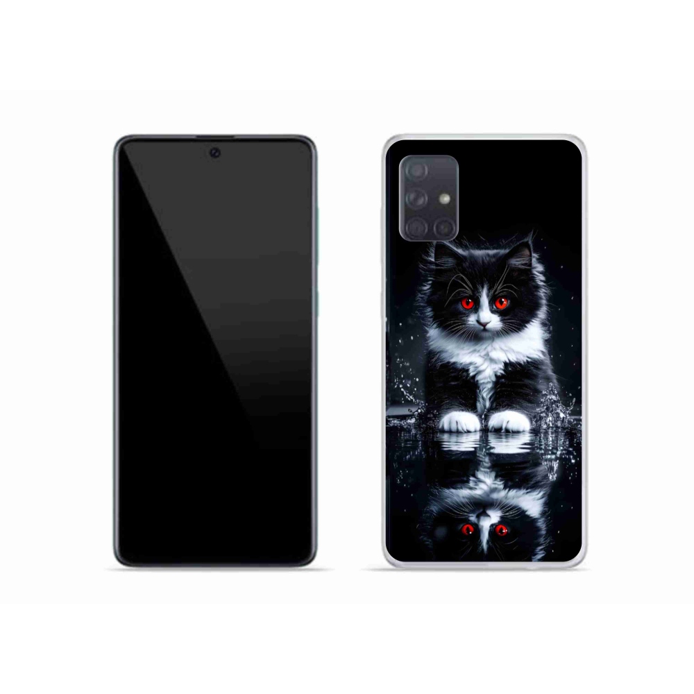 Zselés borítás mmCase Samsung Galaxy A51 készülékhez - fekete-fehér cica