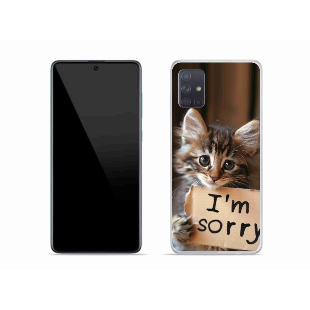 Gél borítás mmCase Samsung Galaxy A51 készülékhez - macska bocsánatkérése