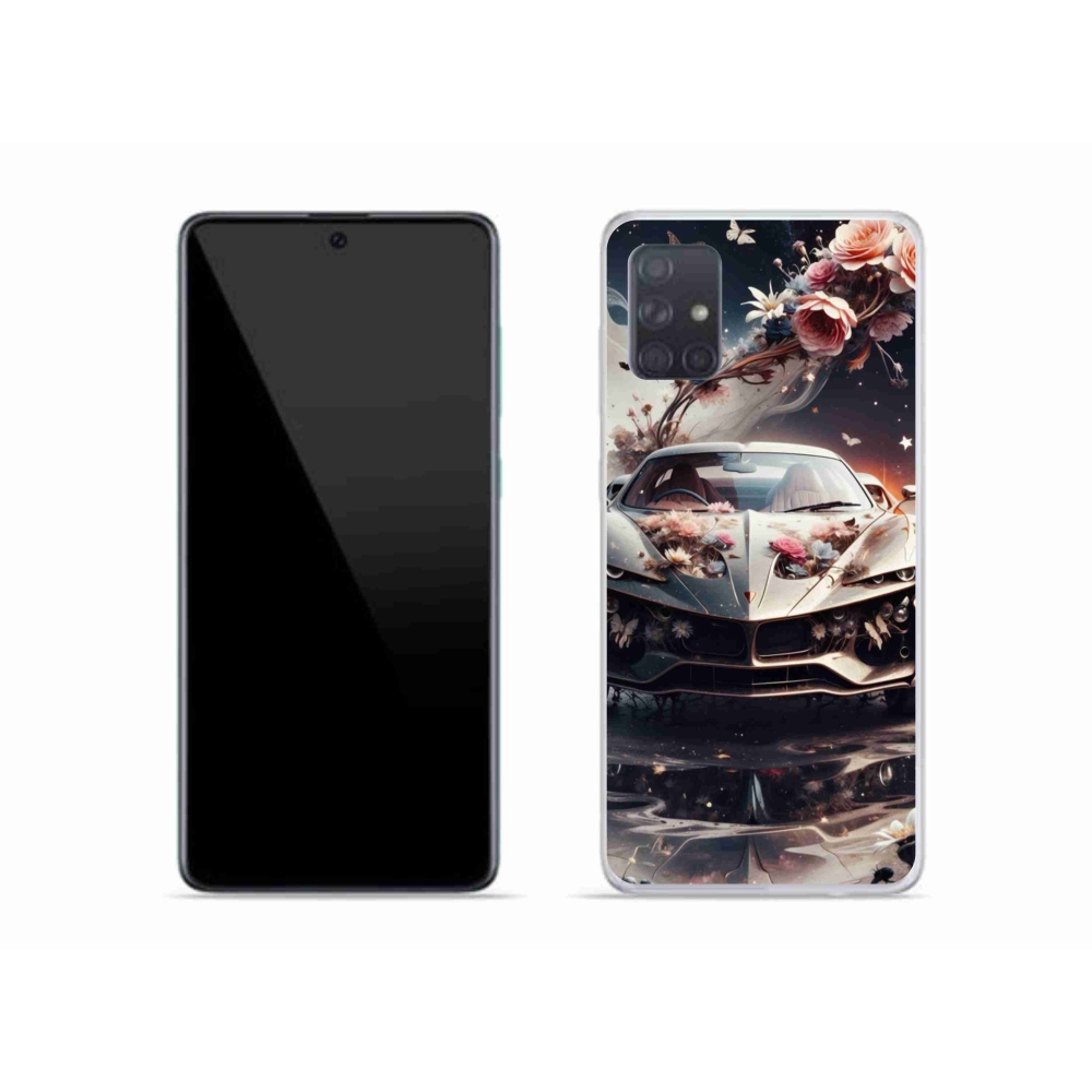 Gél borítás mmCase Samsung Galaxy A51 készülékhez - virágos sportkocsi