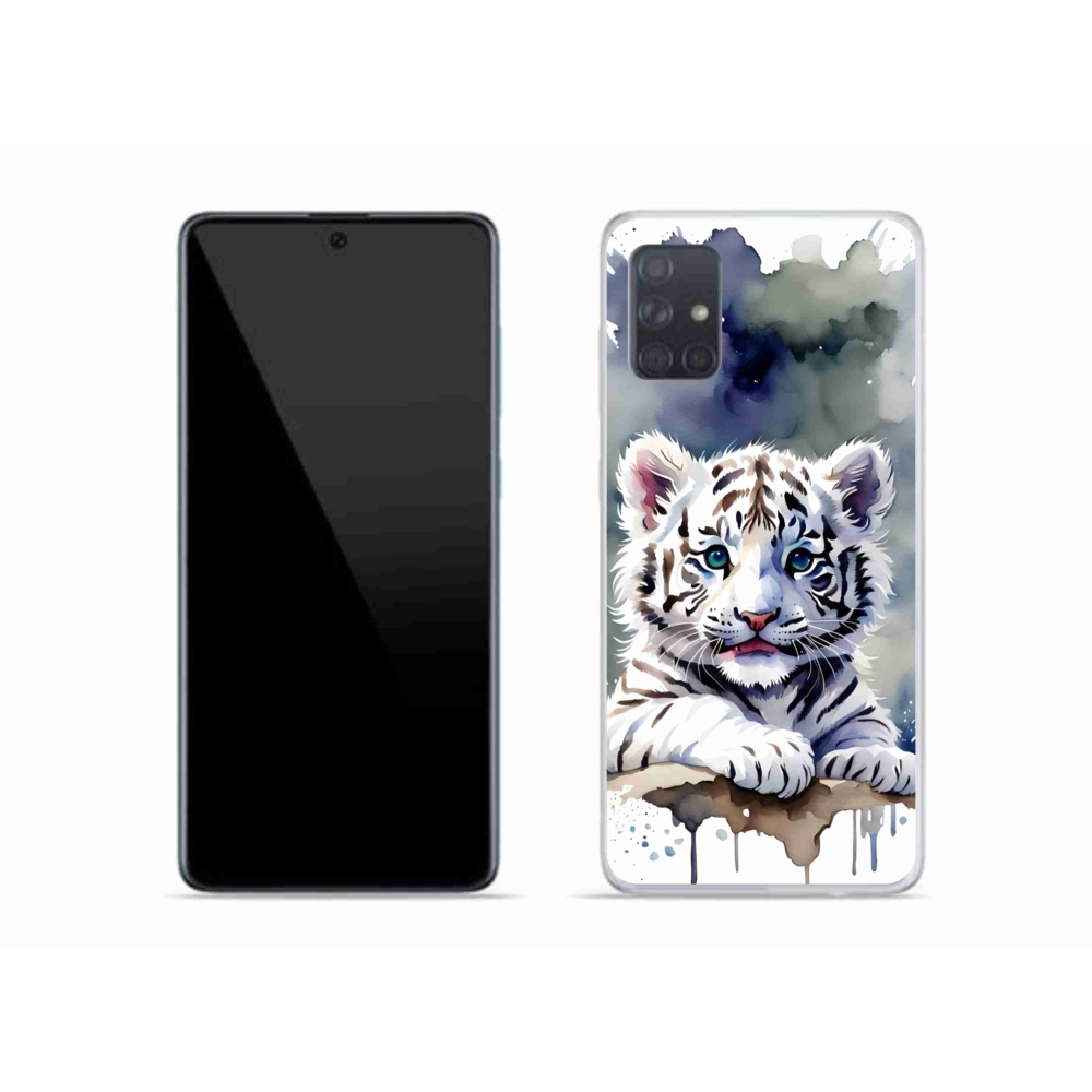 Gél borítás mmCase Samsung Galaxy A51 készülékhez - fehér tigriskölyök