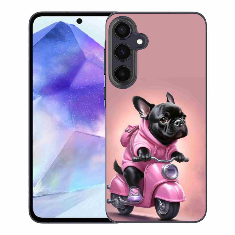 Zselés borítás mmCase Samsung Galaxy A55 5G - Francia bulldog egy robogón