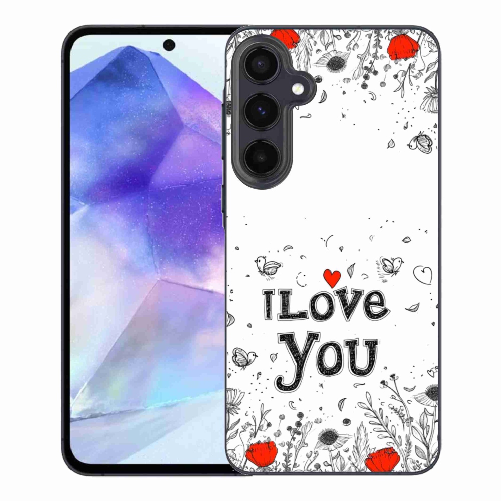 Gél borítás mmCase Samsung Galaxy A55 5G - I love you fehér háttérrel