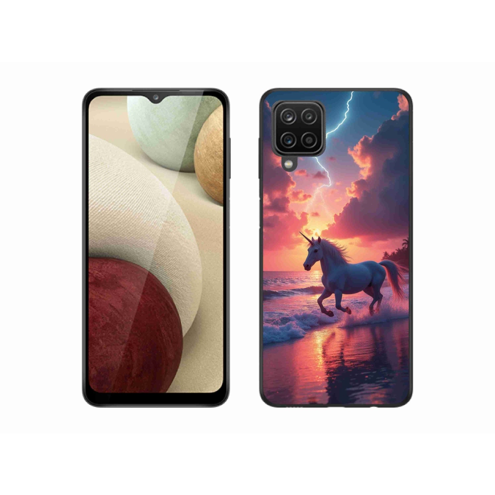 Zselés borítás mmCase Samsung Galaxy M12 készülékhez - egyszarvú a tengerparton