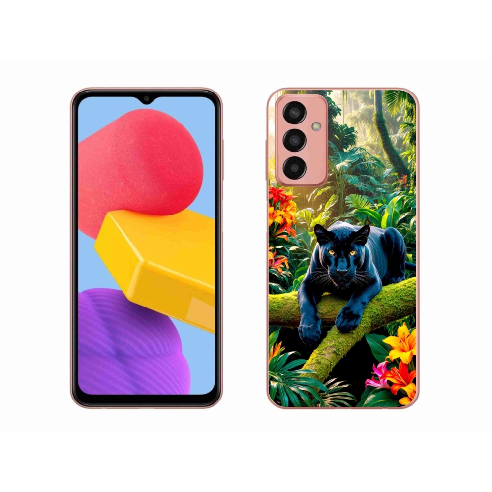 Gél borítás mmCase Samsung Galaxy M13 készülékhez - fekete párduc a dzsungelben