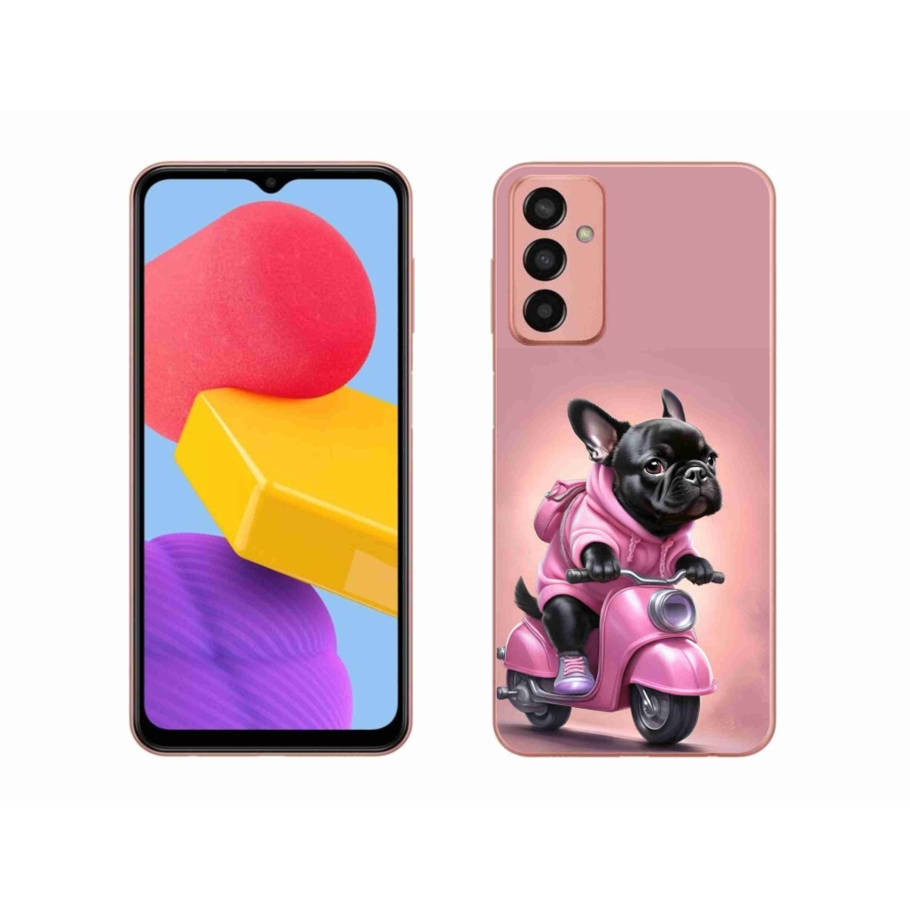 Gél borítás mmCase Samsung Galaxy M13 készülékhez - Francia bulldog egy robogón