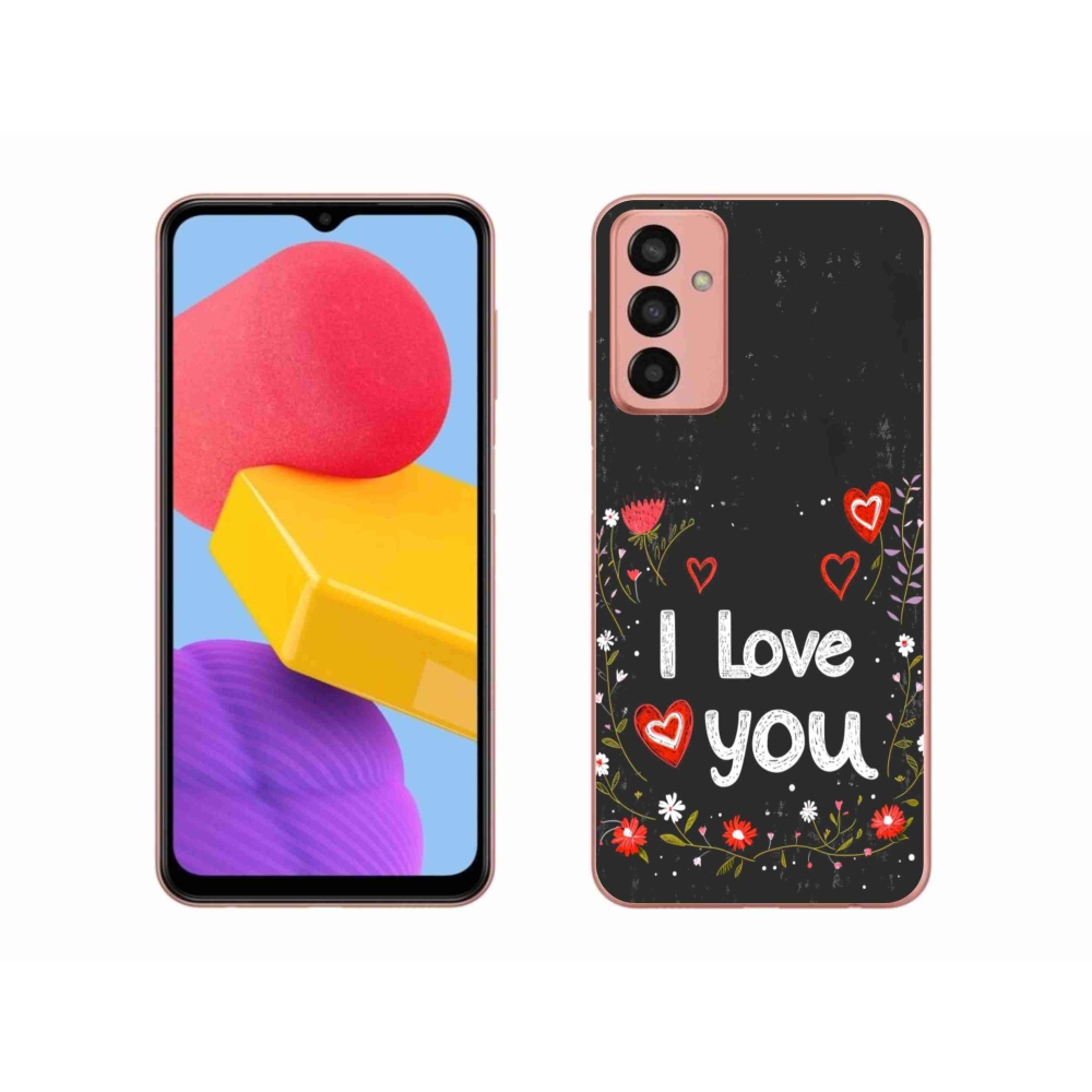 Gél borítás mmCase Samsung Galaxy M13 - I love you fekete háttérrel