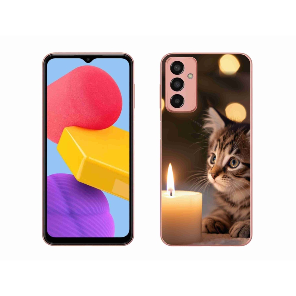 Gél borítás mmCase Samsung Galaxy M13 készülékhez - cica és gyertya