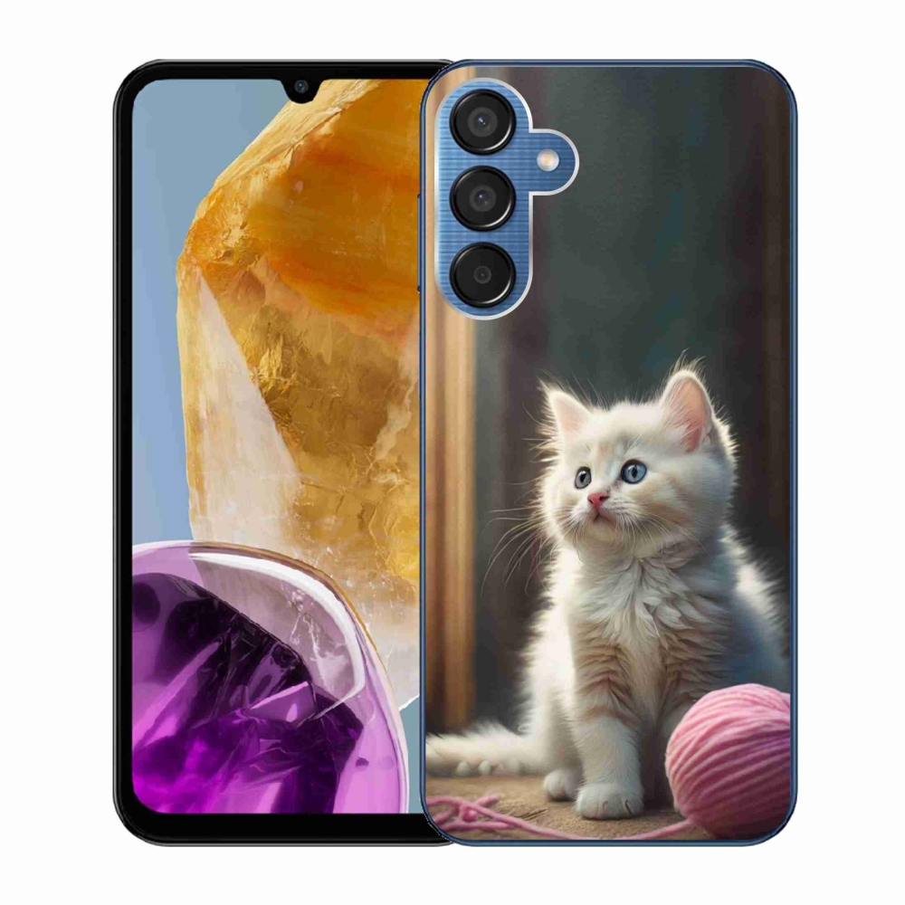 Gél védőhuzat mmCase Samsung Galaxy M15 5G - fehér cica 2