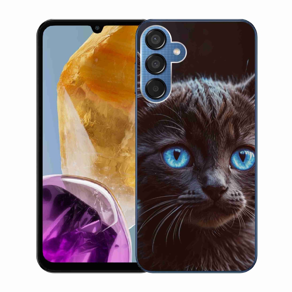 Gél védőhuzat mmCase Samsung Galaxy M15 5G - fekete cica 2
