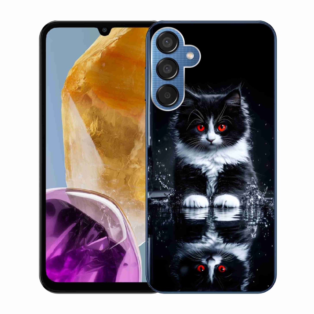 Zselés borítás mmCase Samsung Galaxy M15 5G - fekete-fehér cica