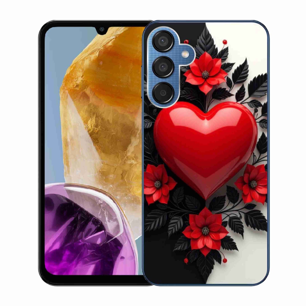 Gél védőhuzat mmCase Samsung Galaxy M15 5G - piros szív