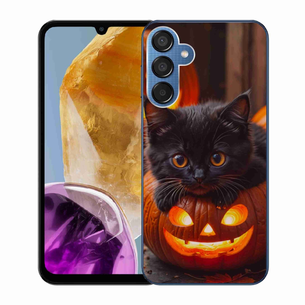 Gél borítás mmCase Samsung Galaxy M15 5G - cica és tök - Samsung Galaxy M15 5G számára