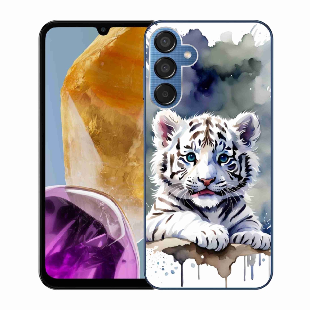 Gél védőhuzat mmCase Samsung Galaxy M15 5G - fehér tigriskölyökhöz