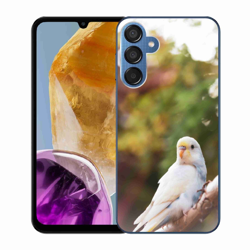 Zselés borítás mmCase Samsung Galaxy M15 5G - papagáj andulka fehér