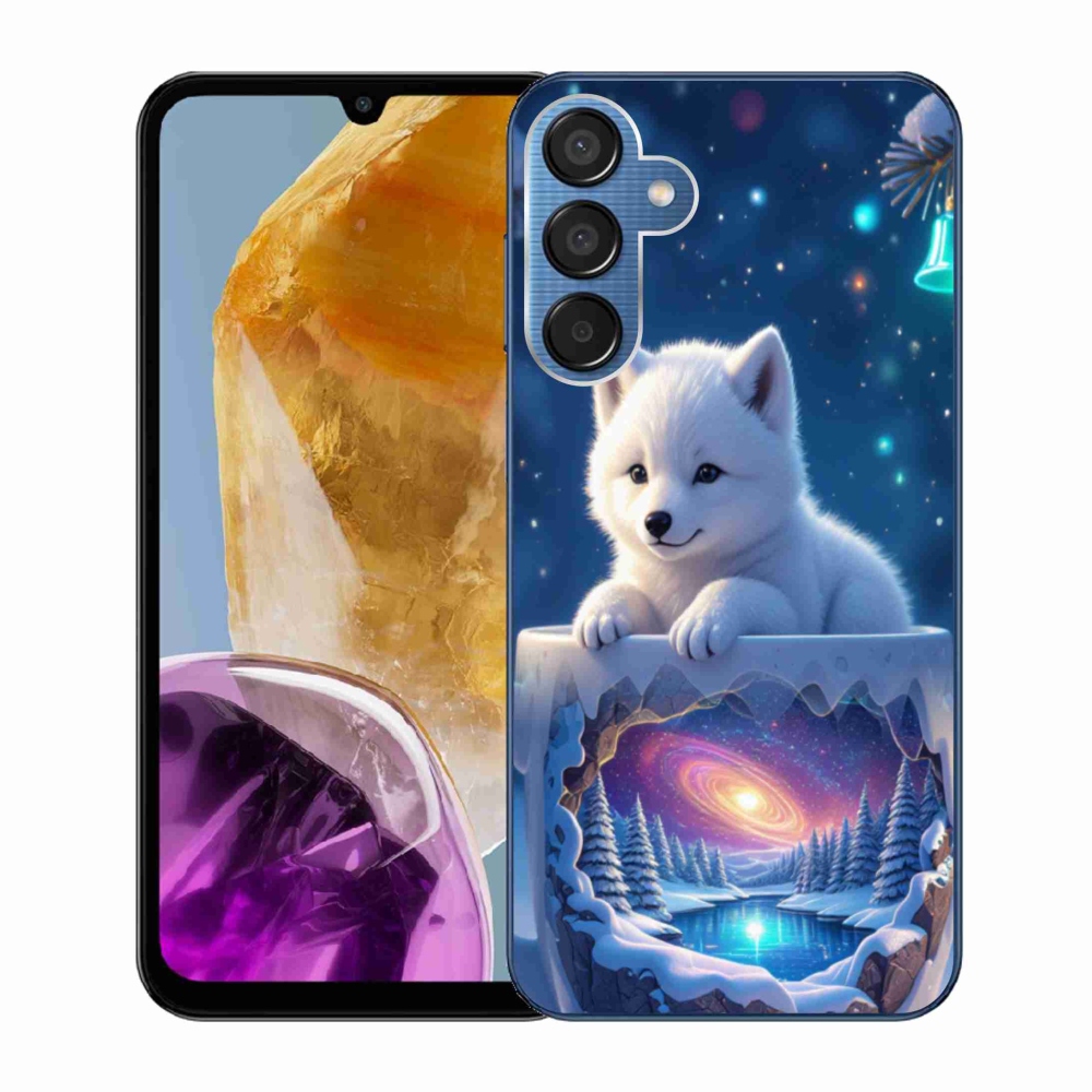 Gél borítás mmCase Samsung Galaxy M15 5G - Karácsonyi kölyökkutyákhoz