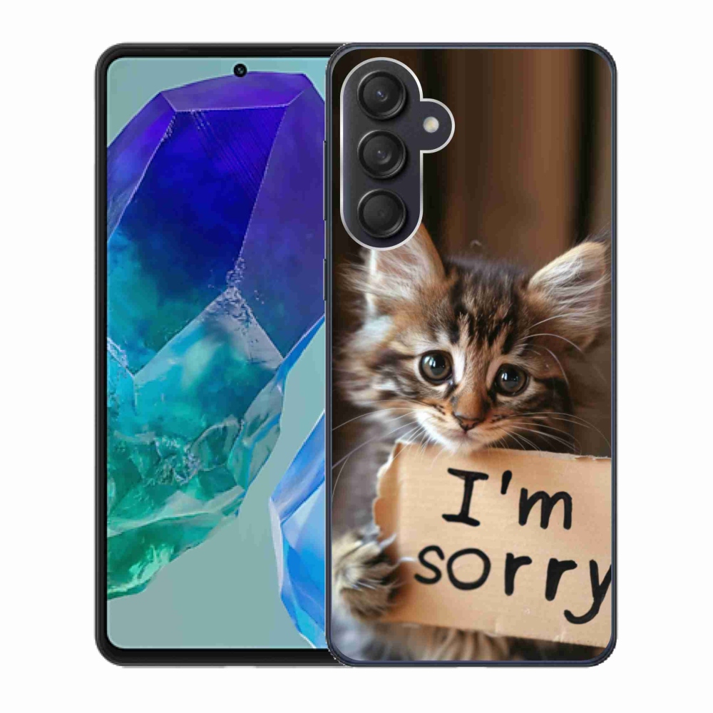 Zselés borítás mmCase Samsung Galaxy M55 5G - macska bocsánatkérés