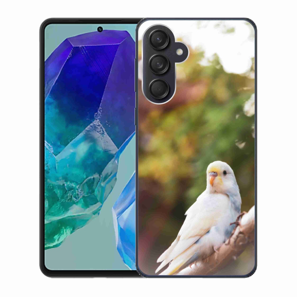 Zselés borítás mmCase Samsung Galaxy M55 5G - papagáj andulka fehér