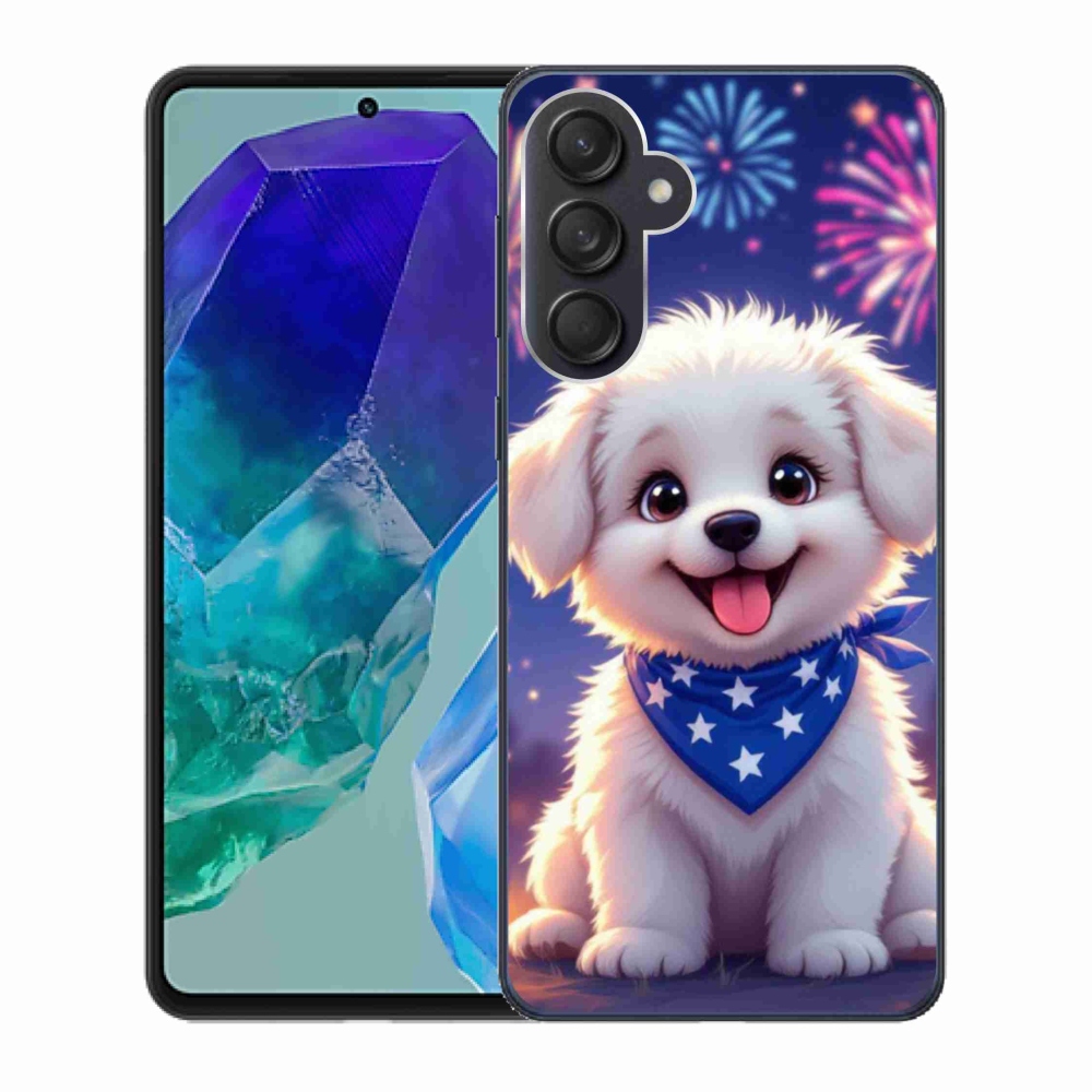 Gél borítás mmCase Samsung Galaxy M55 5G - ünnepi kölyökkutya