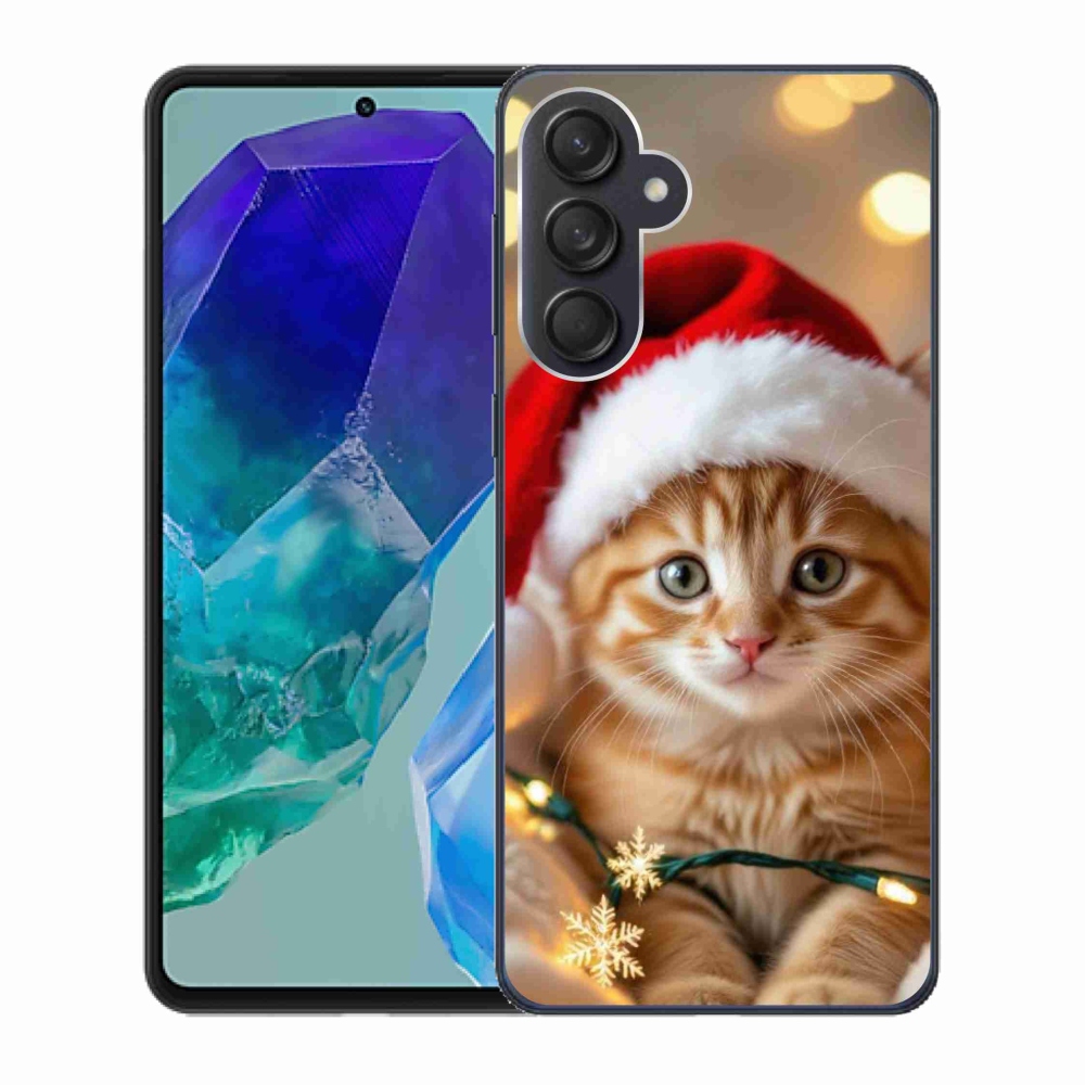 Gél borítás mmCase Samsung Galaxy M55 5G - Karácsonyi cica