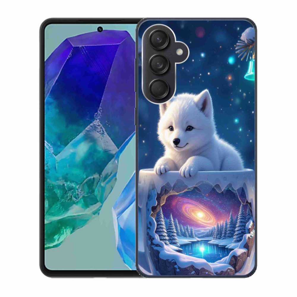 Gél borítás mmCase Samsung Galaxy M55 5G - Karácsonyi kölyökkutya