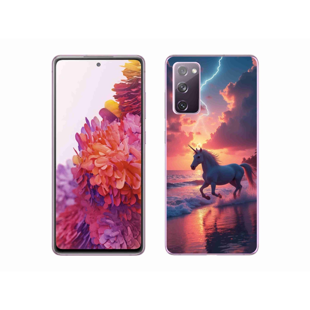 Zselés borítás mmCase Samsung Galaxy S20 FE készülékhez - egyszarvú a tengerparton