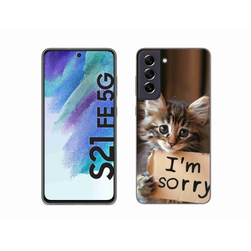 Zselés borítás mmCase Samsung Galaxy S21 FE - macska bocsánatkérése