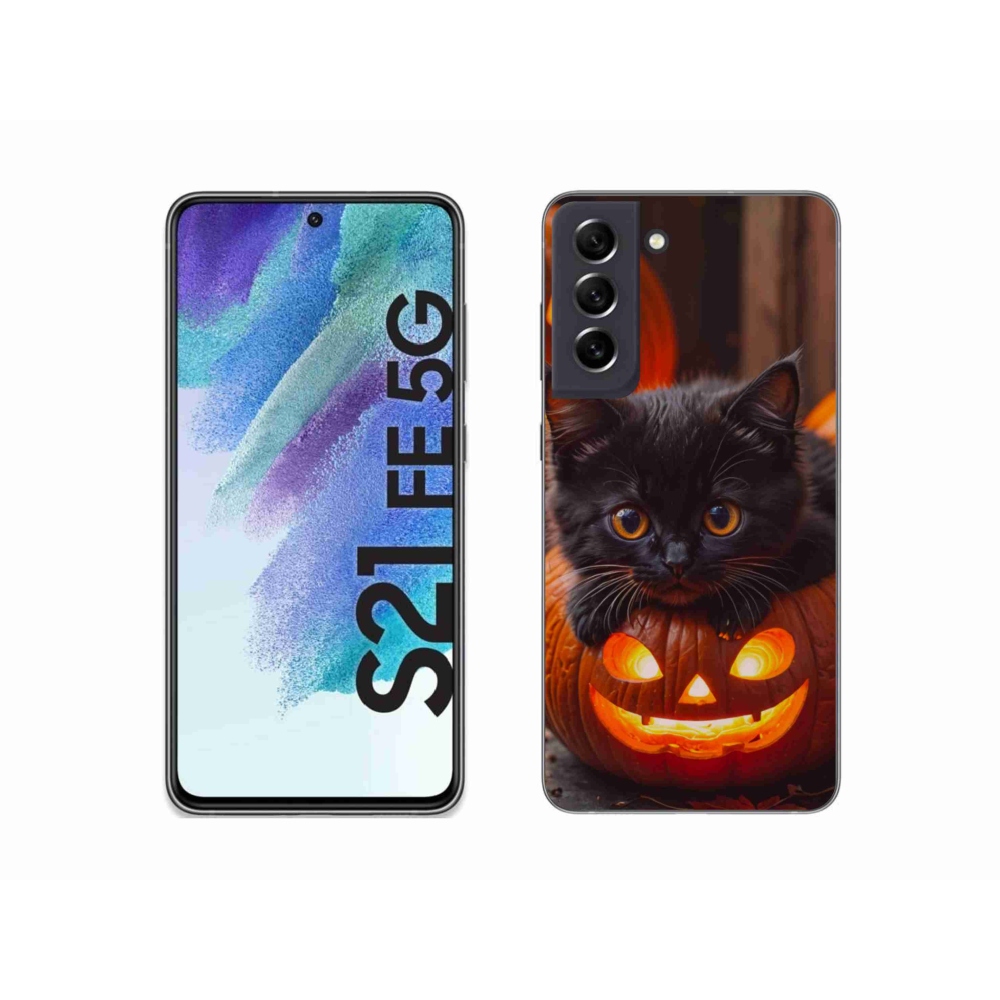 Gél borítás mmCase Samsung Galaxy S21 FE készülékhez - cica és sütőtök