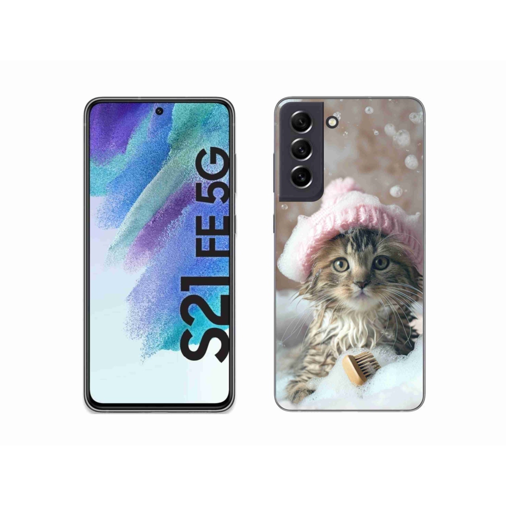 Gél borítás mmCase Samsung Galaxy S21 FE készülékhez - cica és fürdőkád