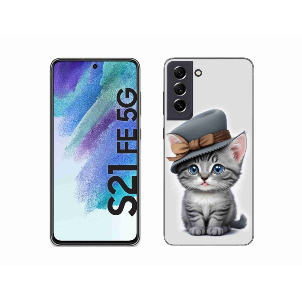 Gél borítás mmCase Samsung Galaxy S21 FE készülékhez - cica sapkával