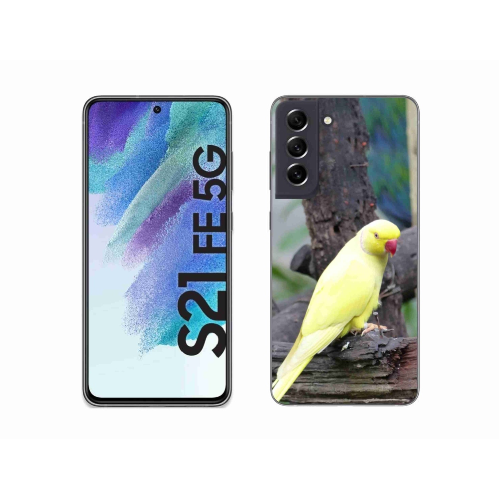 Zselés borítás mmCase Samsung Galaxy S21 FE - papagáj alexander sárga